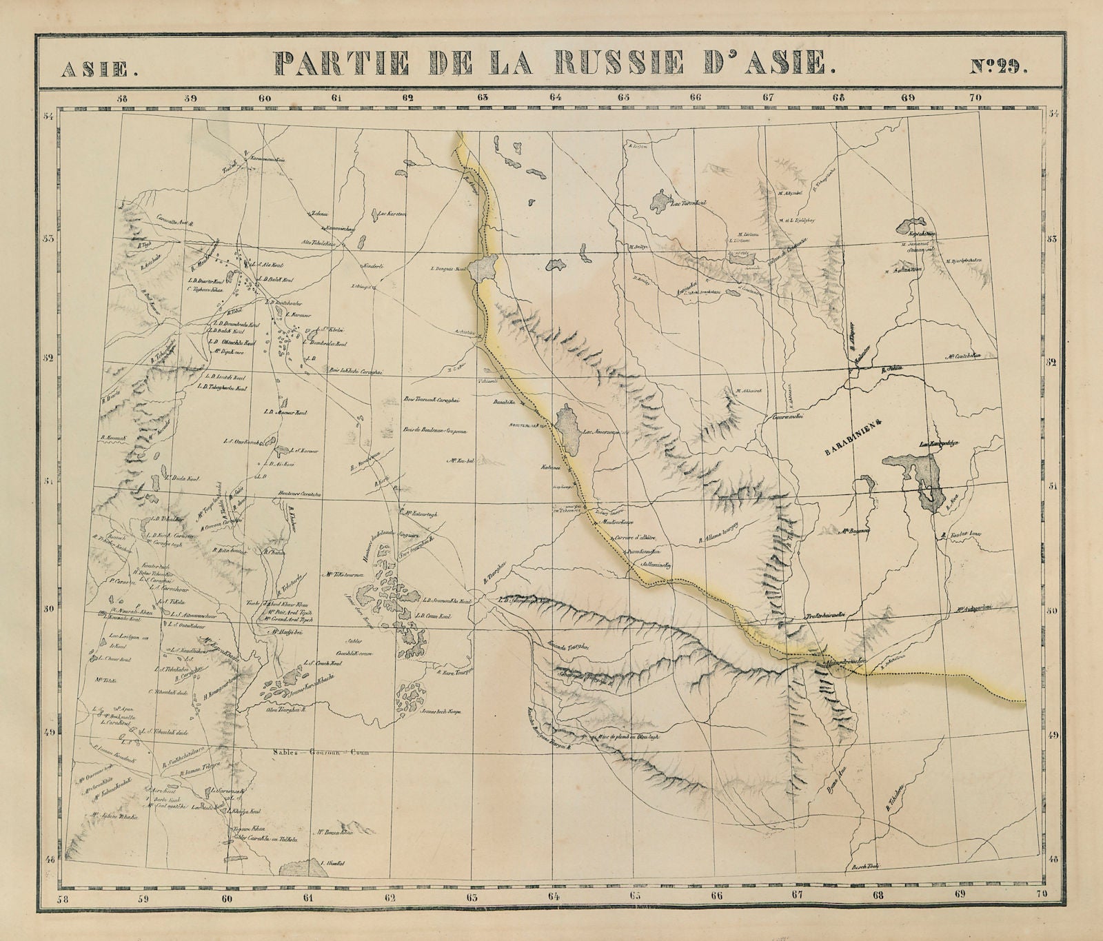 Russie d'Asie 29 NW Kazakhstan Orenburg Chelyabinsk Russia VANDERMAELEN 1827 map